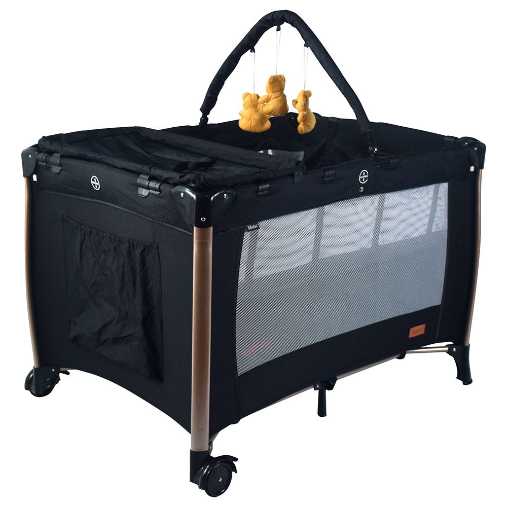 Bebesitos - Deluxe Baby Bed Playard & Travel Cot W/ Gold Frame - Black