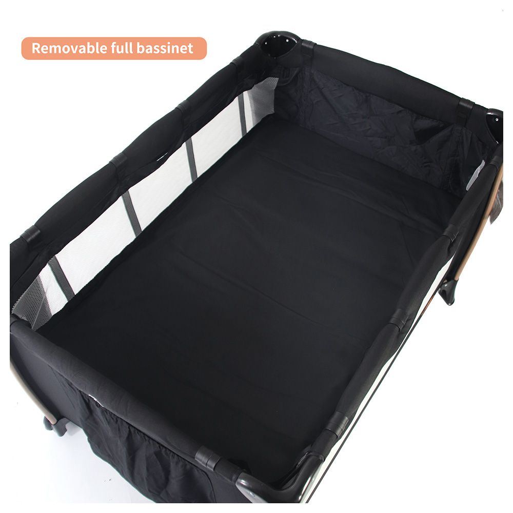 Bebesitos - Deluxe Baby Bed Playard & Travel Cot W/ Gold Frame - Black