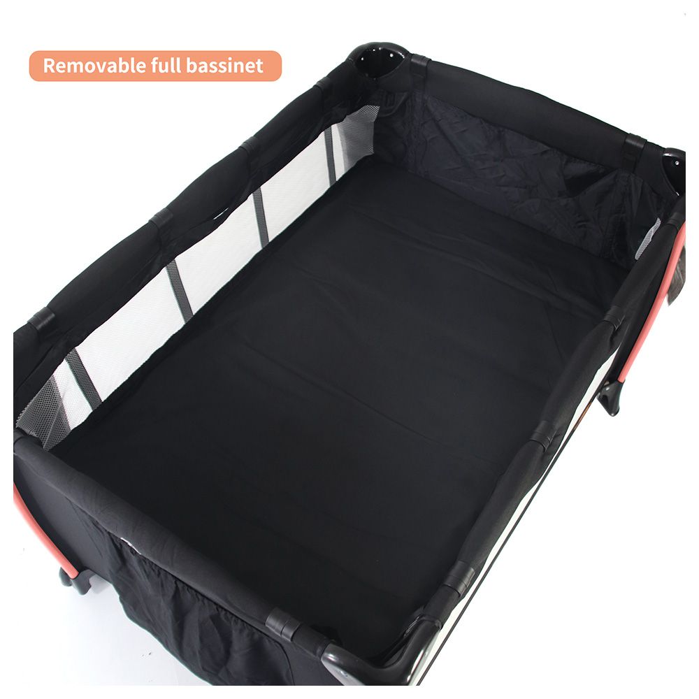 Bebesitos - Deluxe Baby Bed Playard & Travel Cot W/ Rose Gold Frame - Black