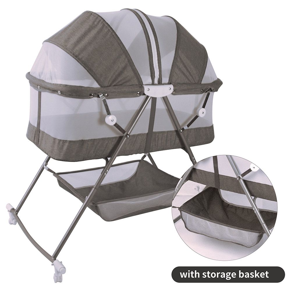 Bebesitos - 2-In-1 Portable Lightweight Baby Cradle/Bassinet W/ Rocking Mode - Grey