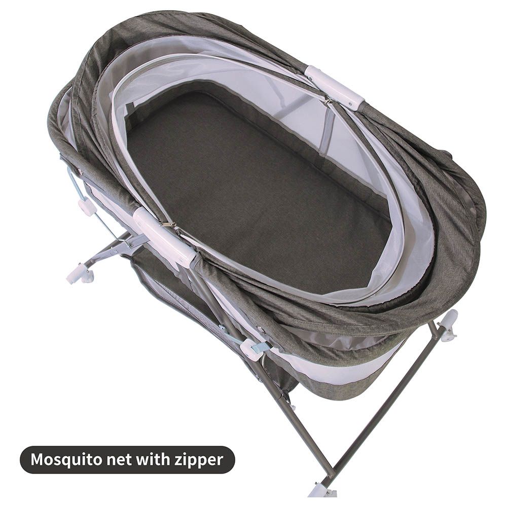 Bebesitos - 2-In-1 Portable Lightweight Baby Cradle/Bassinet W/ Rocking Mode - Grey