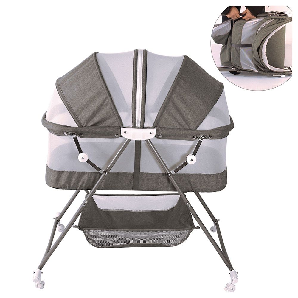 Bebesitos - 2-In-1 Portable Lightweight Baby Cradle/Bassinet W/ Rocking Mode - Grey