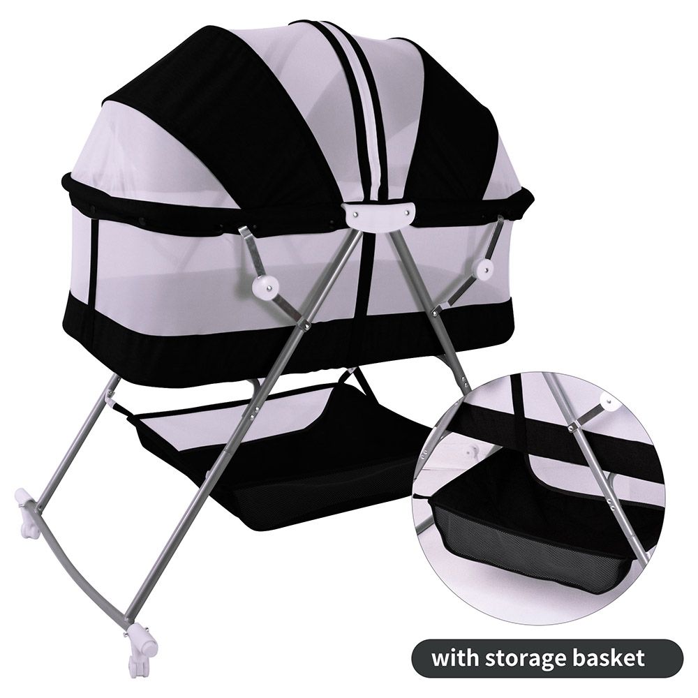 Bebesitos - 2-In-1 Portable Lightweight Baby Cradle/Bassinet W/ Rocking Mode - Black