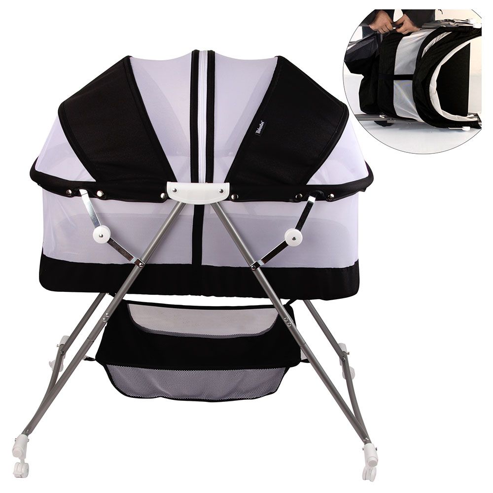 Bebesitos - 2-In-1 Portable Lightweight Baby Cradle/Bassinet W/ Rocking Mode - Black