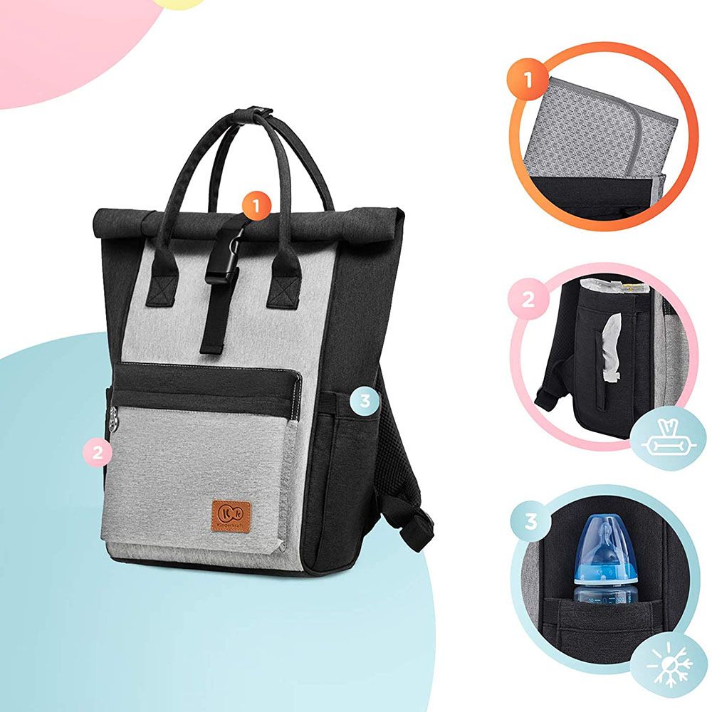 Kinderkraft - Moonpack Diaper Backpack - Grey