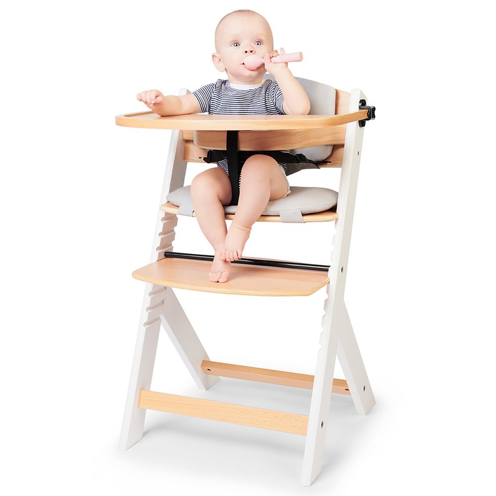 Kinderkraft - Enock Wooden High Chair W/ Pillow - White