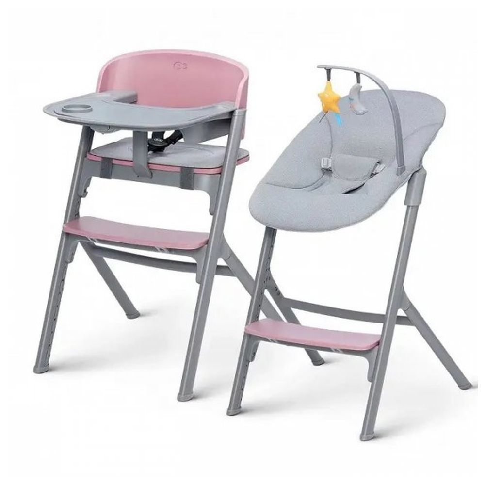 Kinderkraft - Livy 4 in 1 Highchair with Calmee Bouncer - Aster Pink