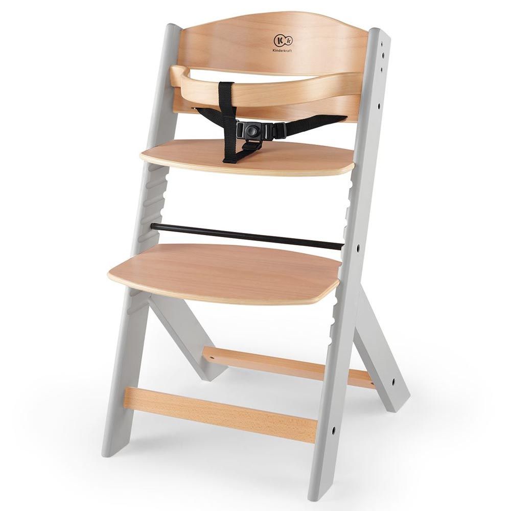 Kinderkraft - Enock Wooden High Chair - Grey Legs