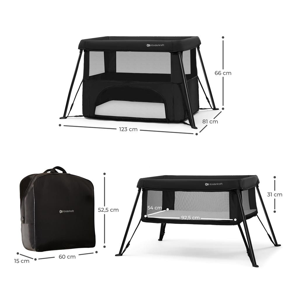 Kinderkraft - Cami 3-In-1 Baby Cot - Black