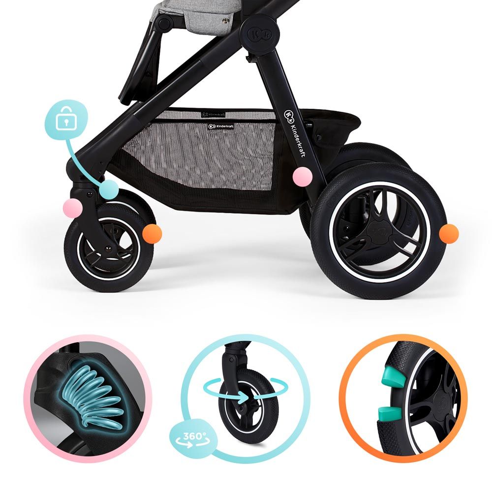 Kinderkraft -Everyday 2-in-1 Travel System - Dark Grey / Silver Frame