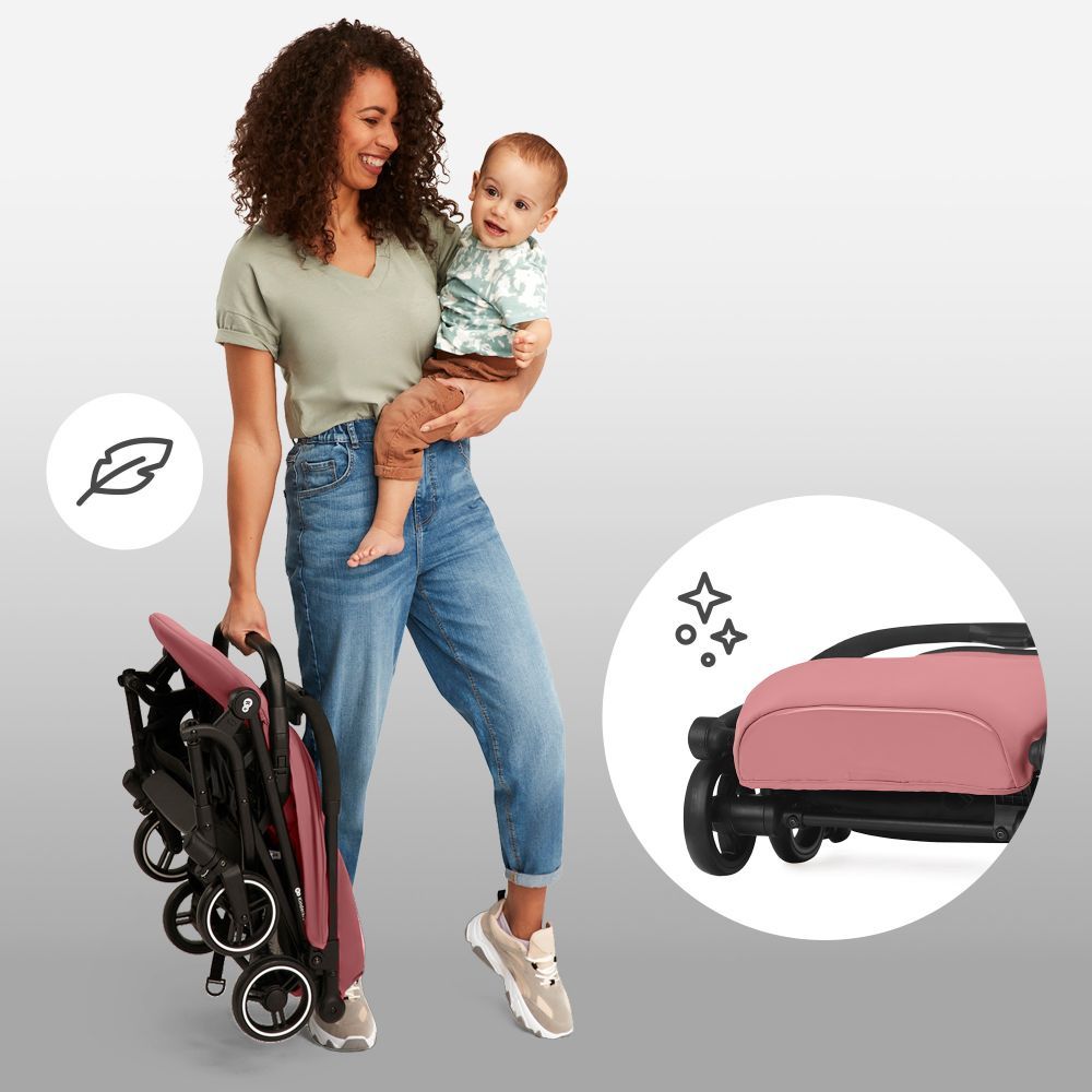 Kinderkraft - 2 in1 Indy2 Lightweight Stroller + Mink Car Seat - Dahlia Pink