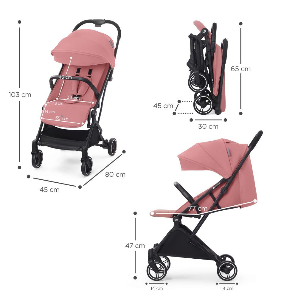 Kinderkraft - 2 in1 Indy2 Lightweight Stroller + Mink Car Seat - Dahlia Pink