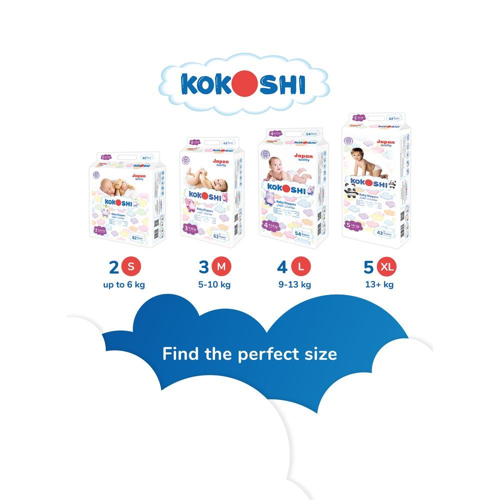 Kokoshi - Baby Diapers 5-10kg Size 3 - Medium - 62pcs