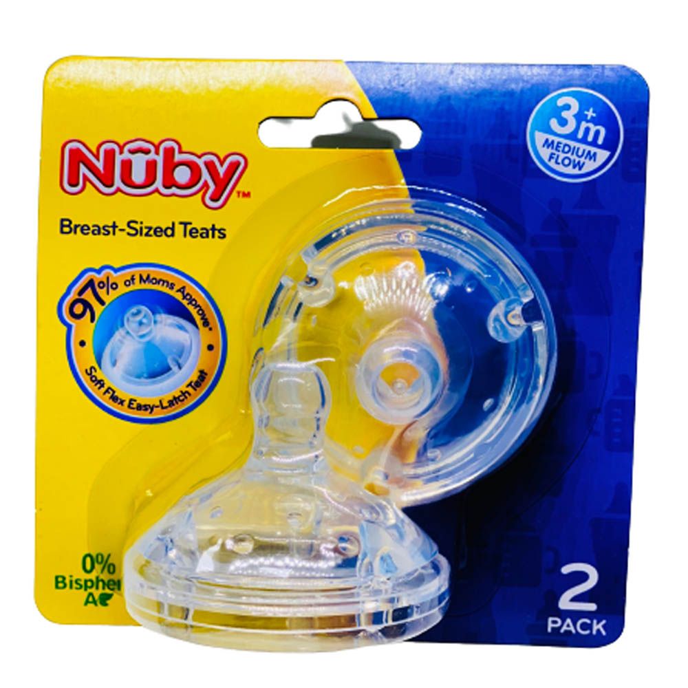 Nuby - Silicone Replacement Medium Flow Nipples - Pack of 2