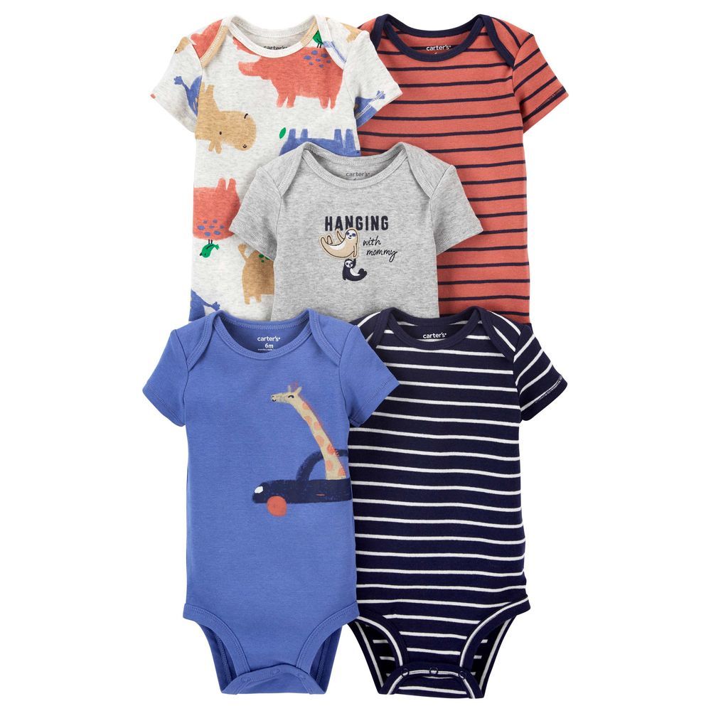 Carters - 5pc-Set - Animals Short-Sleeve Bodysuits