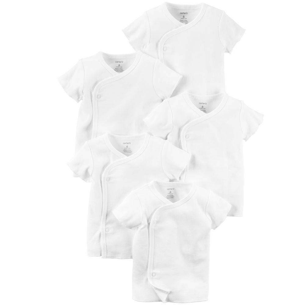 Carters - 5pc-Set - Side-Snap Tees - White