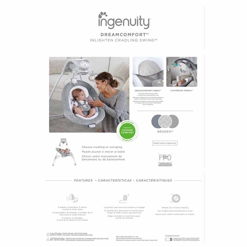 Ingenuity - DreamComfort InLighten Cradling Swing - Braden