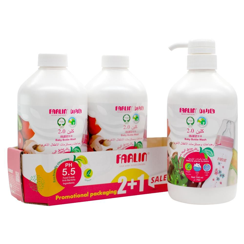 Farlin - Baby Bottle & Fruit Liquid Wash 700ml 2+1 Pack