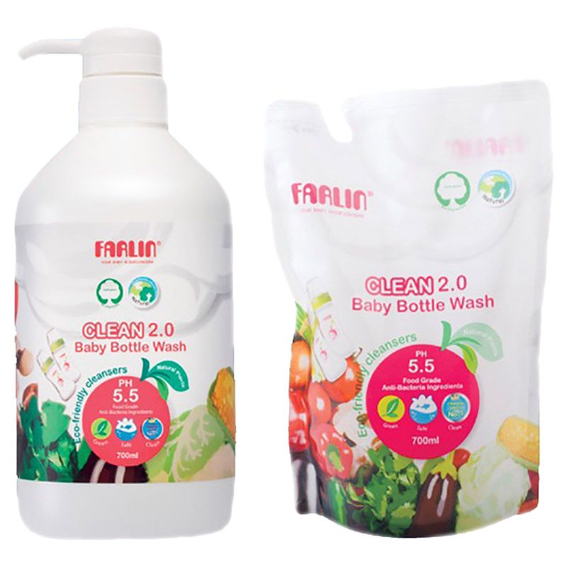 Farlin Baby Bottle & Fruit Liquid Wash Refill 700ml 1+1 Pack