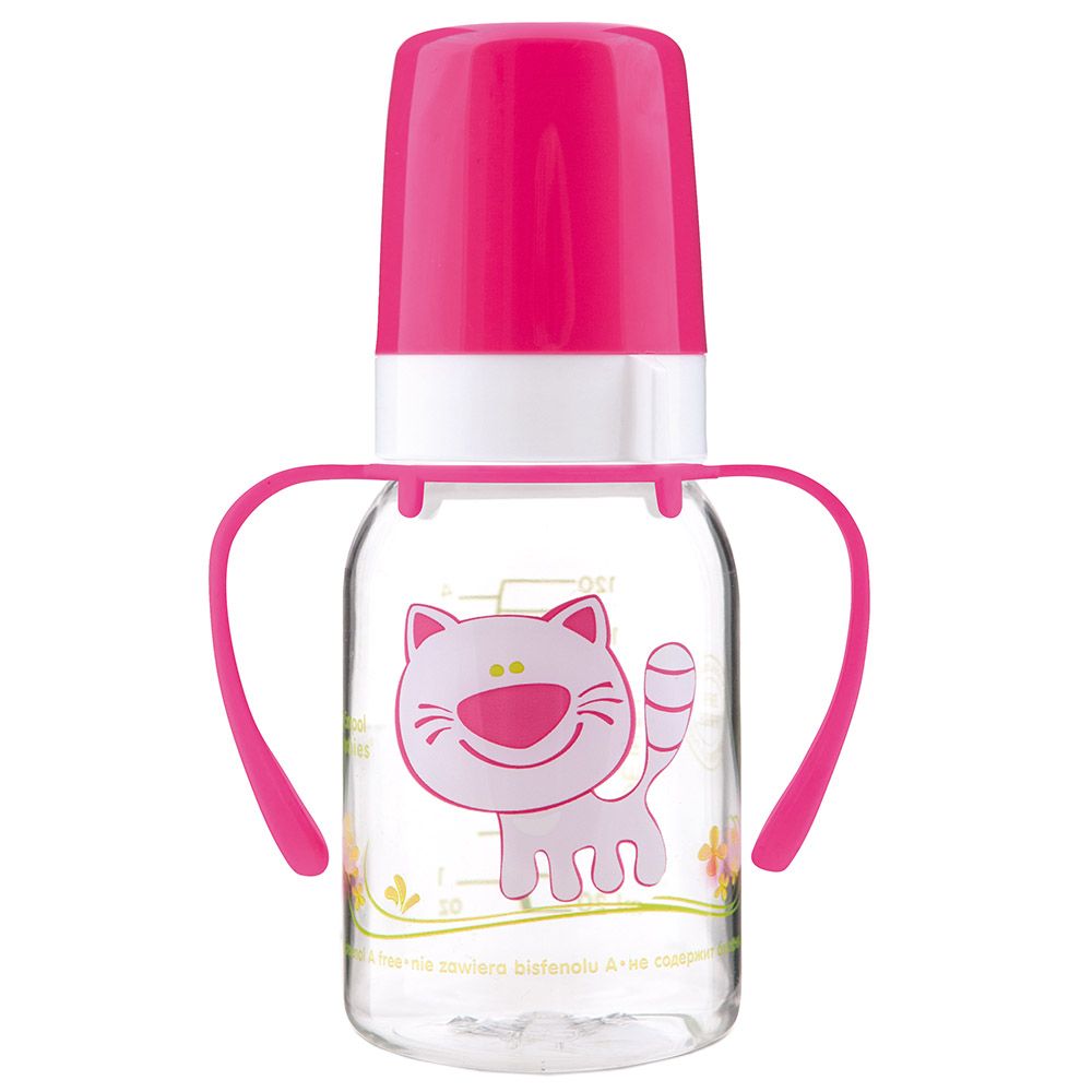 Canpol - 120ml Designed Bottle W/ Handle - Pink Cat