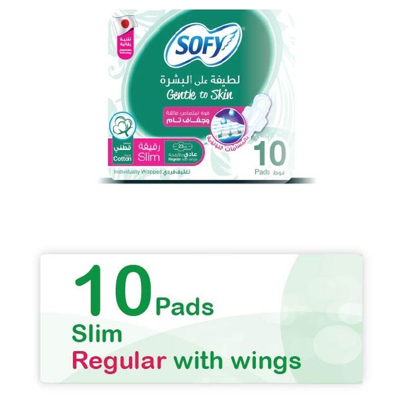 Sofy - 10 Pads Slim Regular With Wings (Gentle To Skin) 23cm