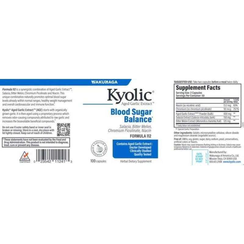 Kyolic Formula 112 Blood Sugar Balance 100 Capsules