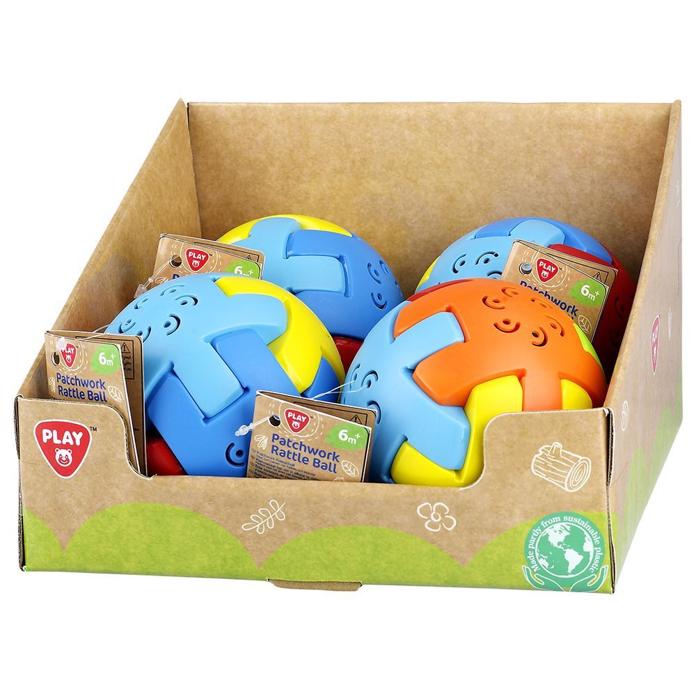 Playgo - Bio-Based Plastic - Patchwork Rattle Ball - 4pcs-Set