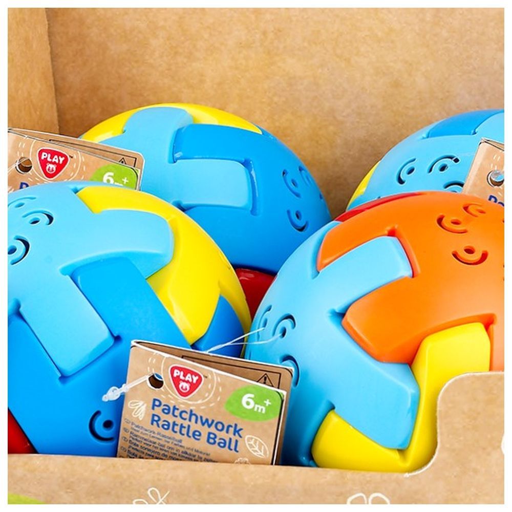 Playgo - Bio-Based Plastic - Patchwork Rattle Ball - 4pcs-Set