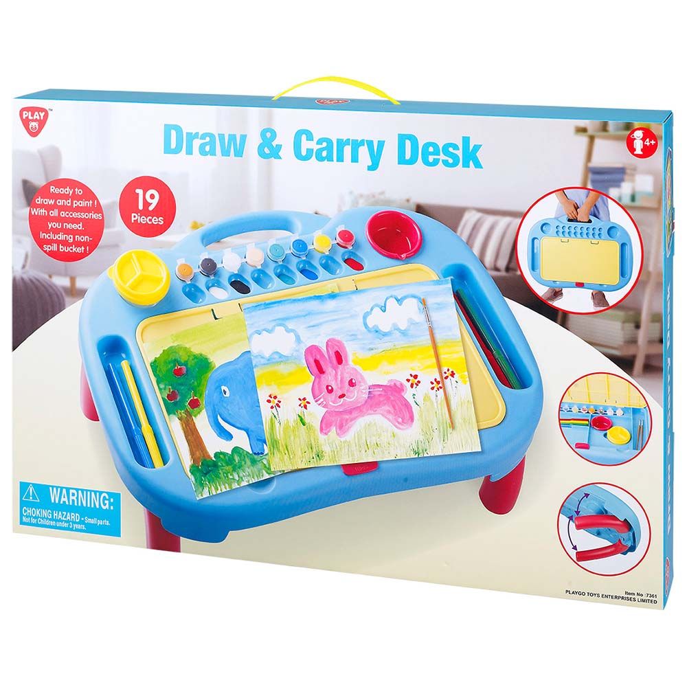 PlayGo - Draw & Carry Desk 19pc-Set - Blue