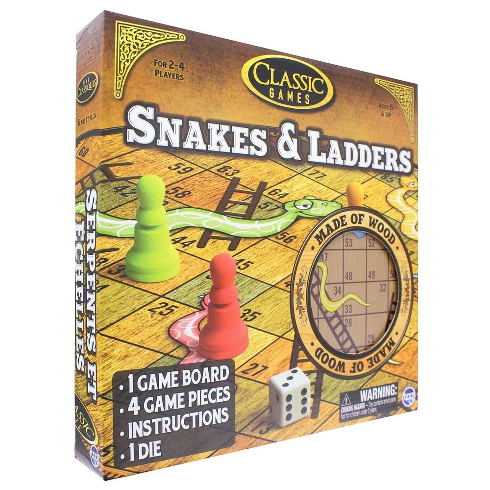 TCG - Premium Wooden Snakes & Ladders Board Game