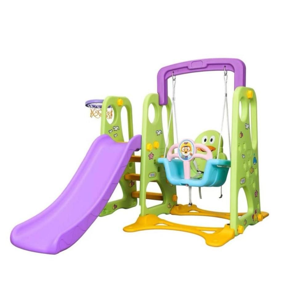 Little Angel-Kids Slide And Swing 3-In-1 Activity Playset