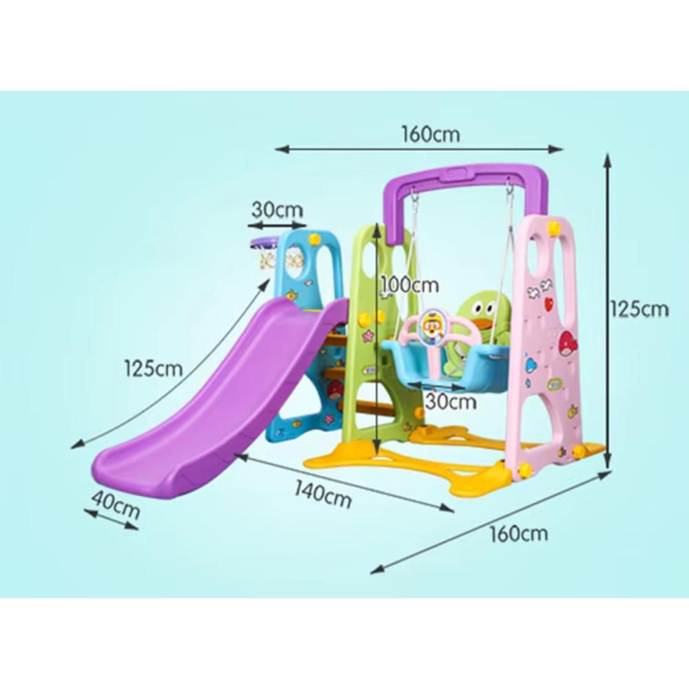 Little Angel-Kids Slide And Swing 3-In-1 Activity Playset