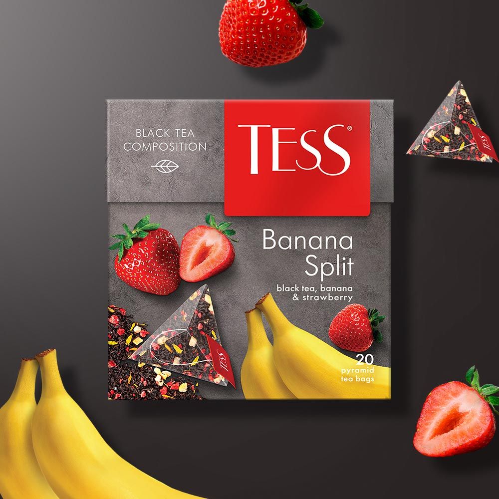 Tess - Black Tea Banana Split Teabags - Pack of 20 - 1.8g