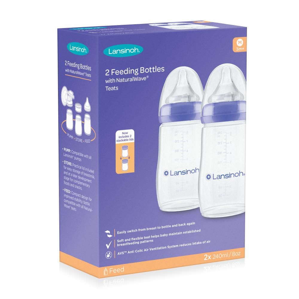 Lansinoh - Feeding Bottles 240ml With Naturalwavetm Teat - Pack of 2