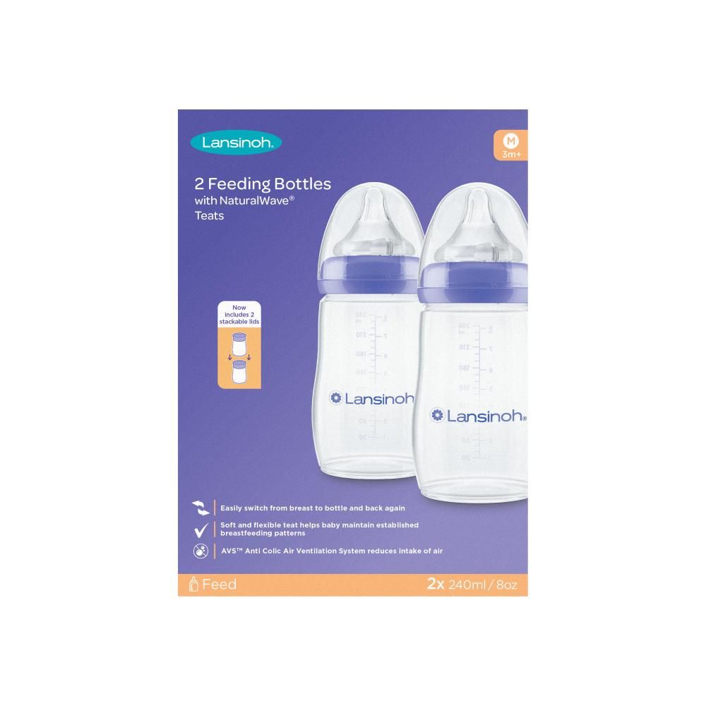 Lansinoh - Feeding Bottles 240ml With Naturalwavetm Teat - Pack of 2