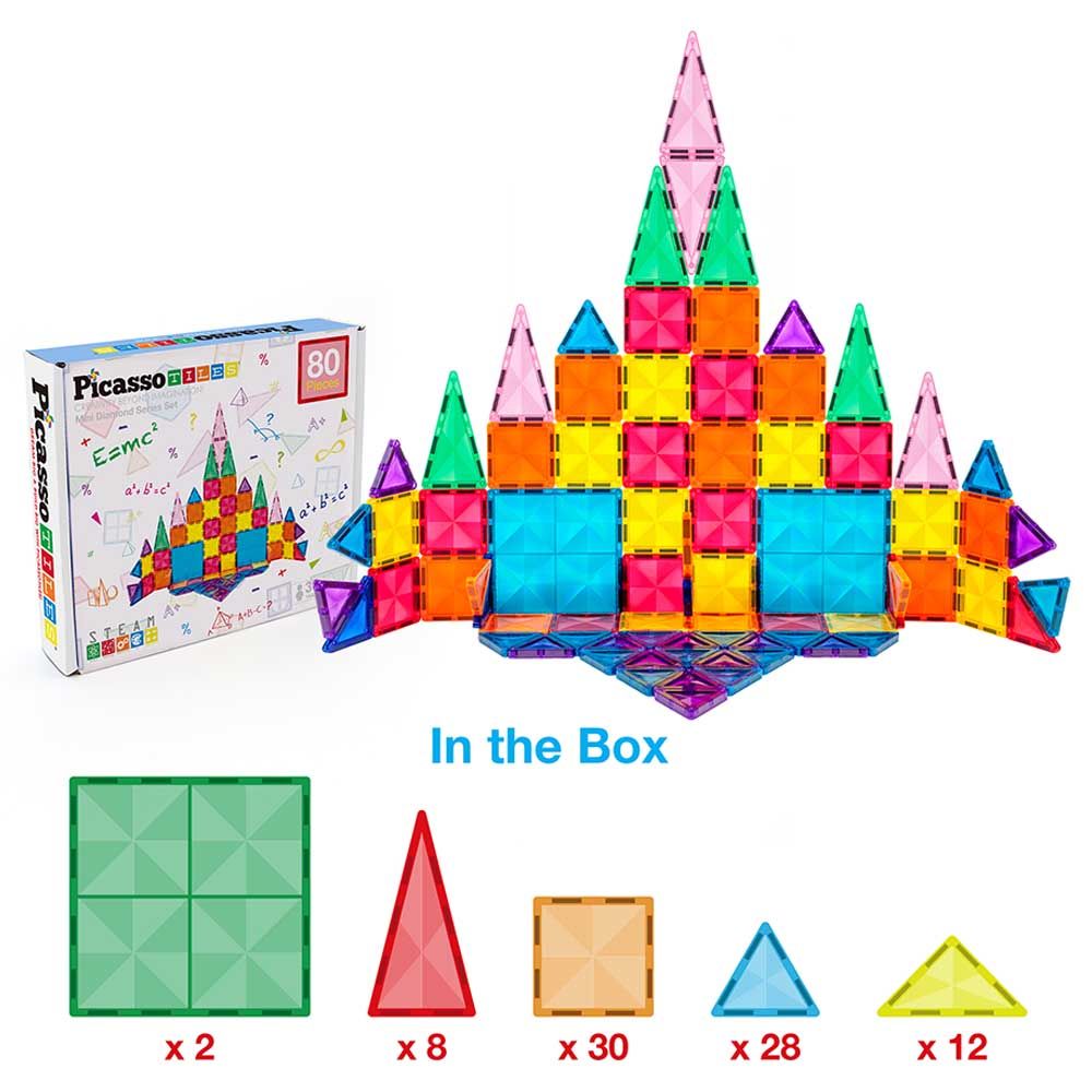 بيكاسو تايلز - مجموعة ألواح تركيب ماسي صغير - 80 قطعة
