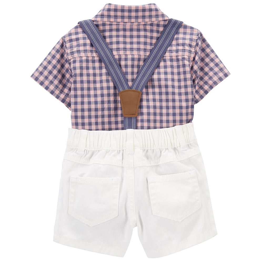 Carters - 3pc-Set - Plaid Bodysuit, Shorts & Suspenders