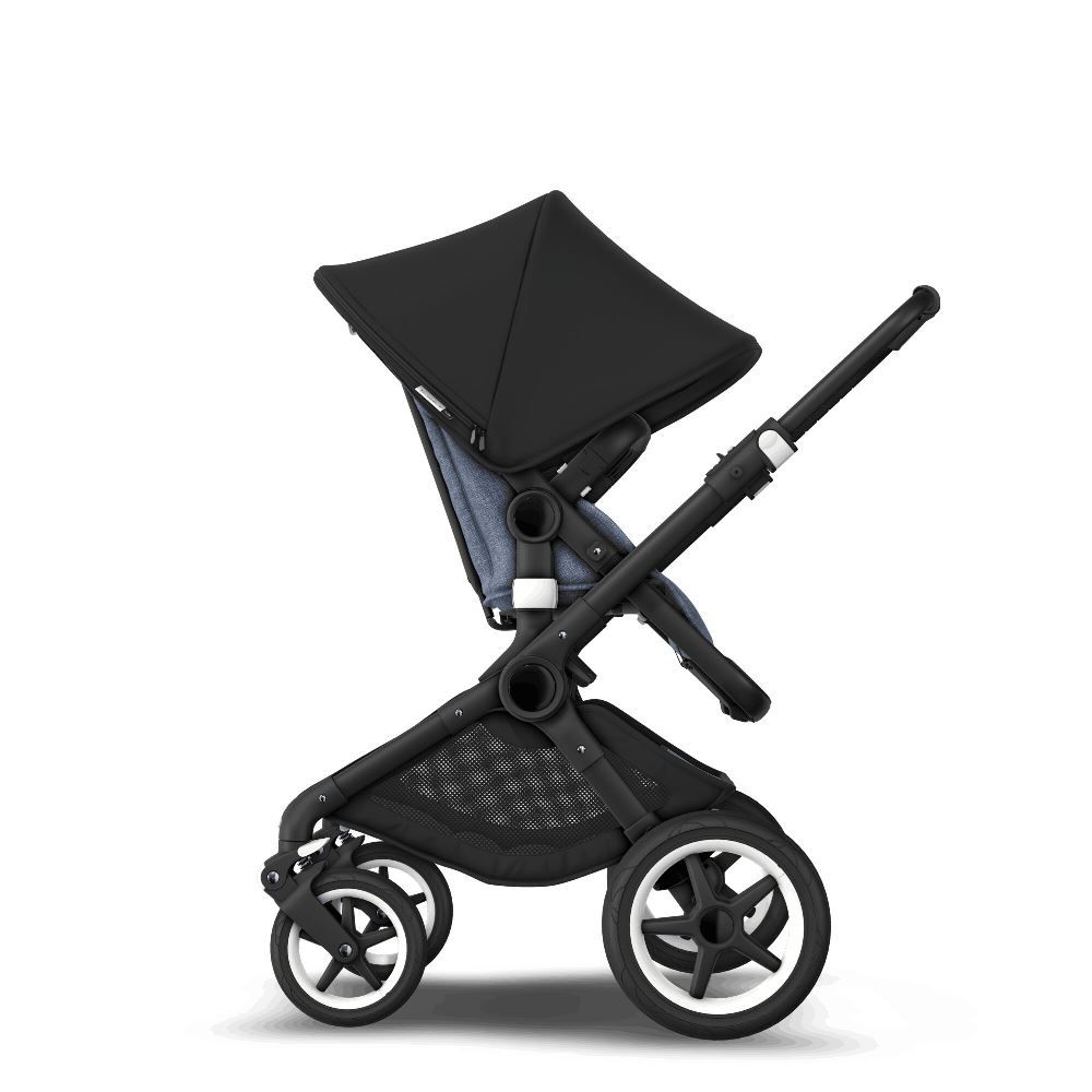 Bugaboo Fox Complete Stroller - BLACK/BLUE MELANGE/BLACK