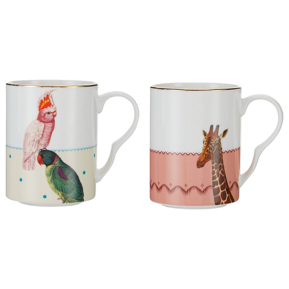 Yvonne Ellen - Set of 2 Mugs (Parrot, Giraffe )