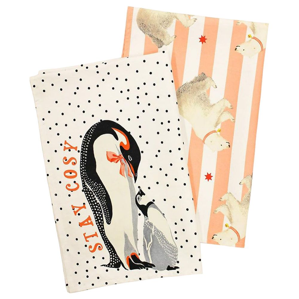 Yvonne Ellen - Tea Towel - Penguin/Polar Bear - Set of 2