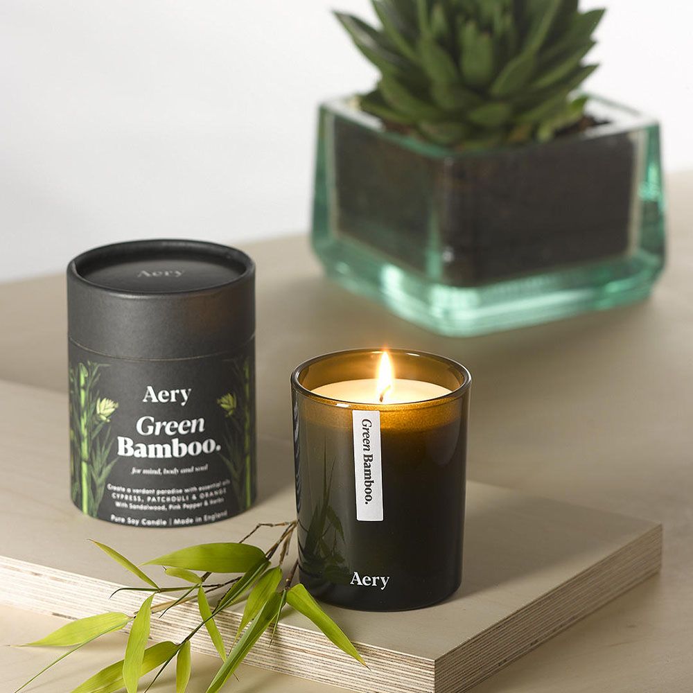 Aery - Green Bamboo Candle 200g - Black