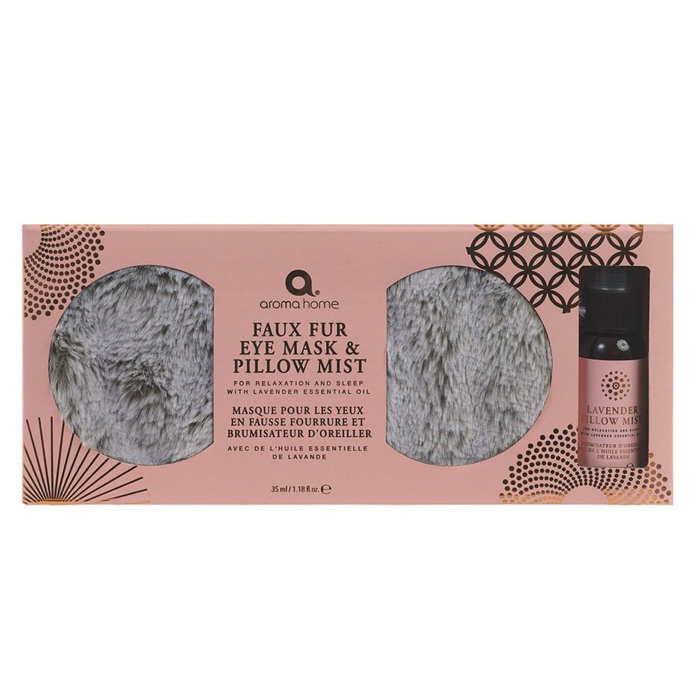 Aroma Home - Fur Eye Mask And Pillow Mist Set - Grey