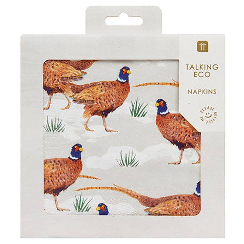 Talking Tables - Botanical Pheasant Christmas Napkins - 20pcs