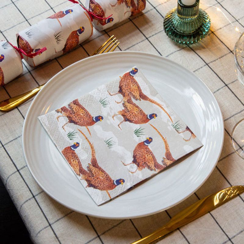 Talking Tables - Botanical Pheasant Christmas Napkins - 20pcs