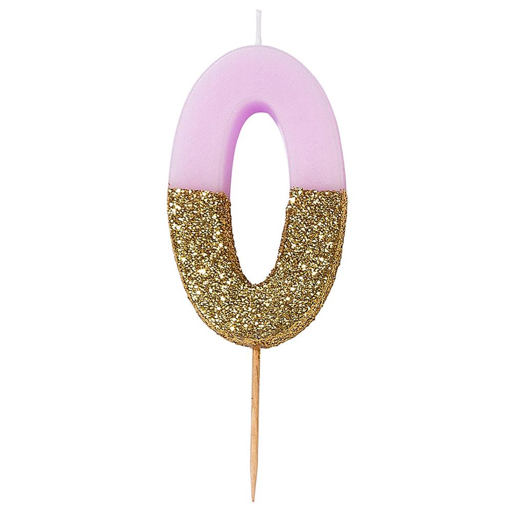 Talking Tables - We Heart Birthdays Glitter Number Candle 0 - Pink