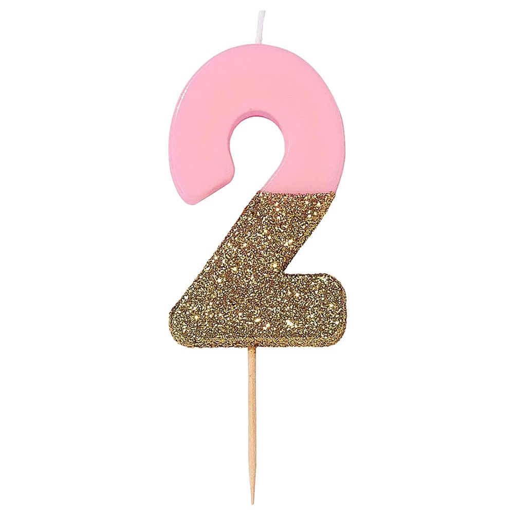 Talking Tables - We Heart Birthdays Glitter Number Candle 2 - Pink