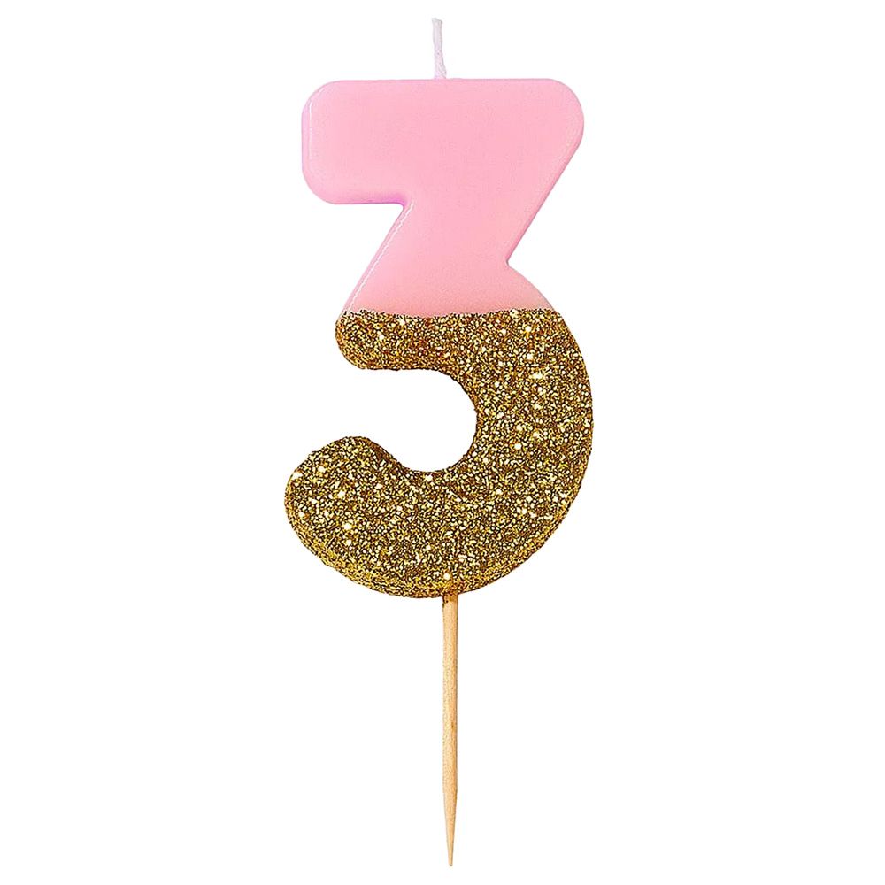 Talking Tables - We Heart Birthdays Glitter Number Candle 3 - Pink