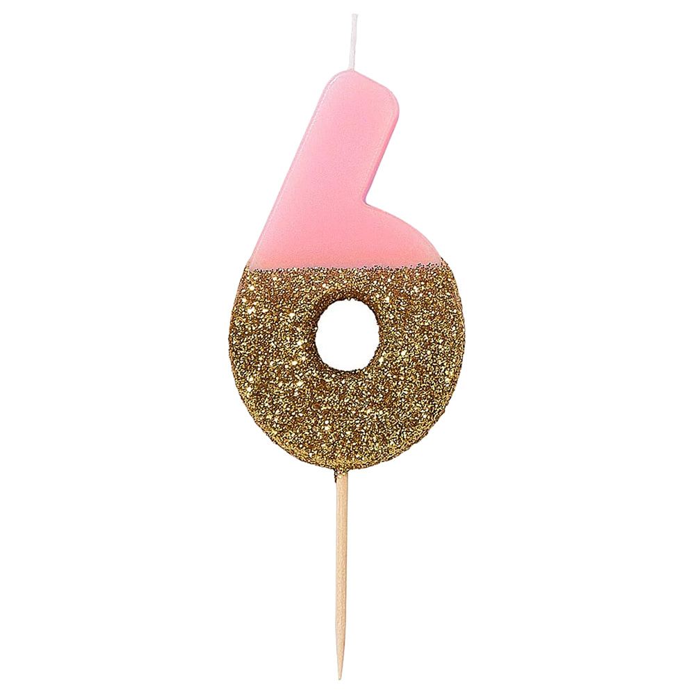 Talking Tables - We Heart Birthdays Glitter Number Candle 6 - Pink