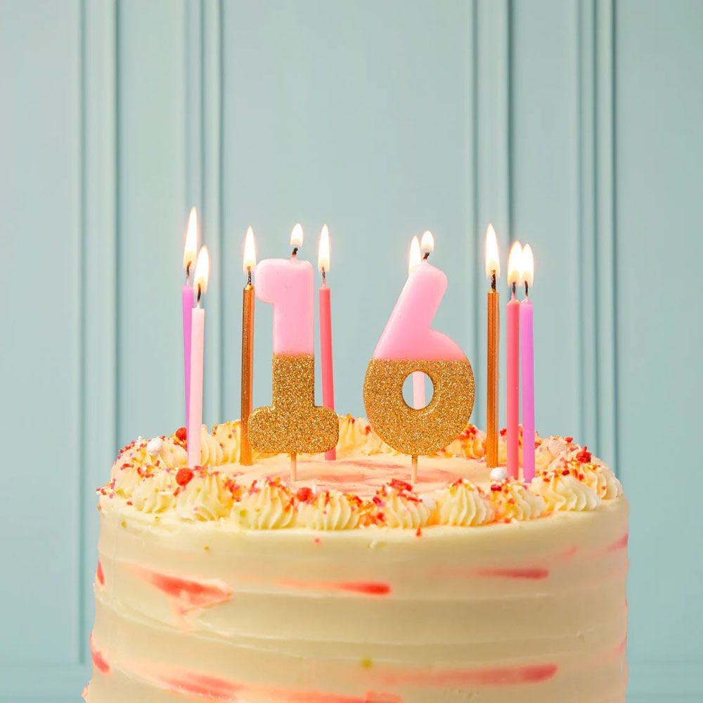 Talking Tables - We Heart Birthdays Glitter Number Candle 6 - Pink