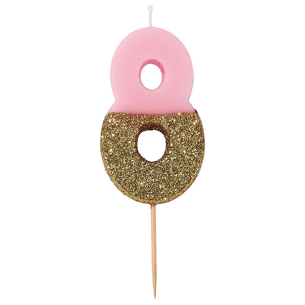 Talking Tables - We Heart Birthdays Glitter Number Candle 8 - Pink